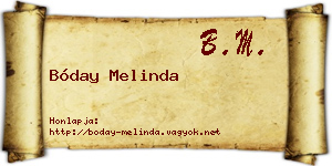 Bóday Melinda névjegykártya