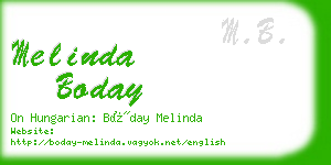 melinda boday business card
